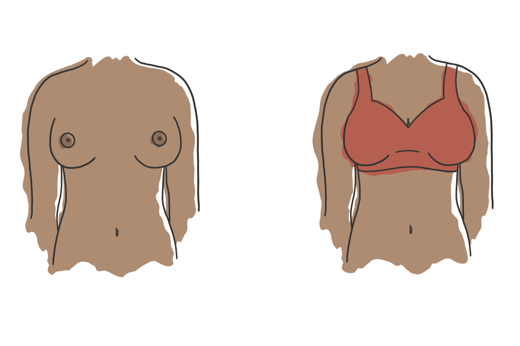 SEX ISSUE: Size inclusive lingerie vs braless graphic (png - transparent background)